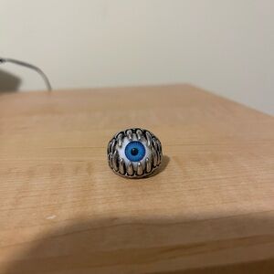 Silver Ring with Blue Eye Design